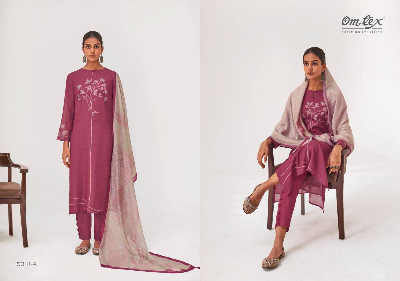 SITARA 15341 Series By OmTex Beautiful Festive Suits Stylish Colorful Fancy Casual Wear & Ethnic Wear MAL CHANDERI SILK Dresses At Wholesale Price